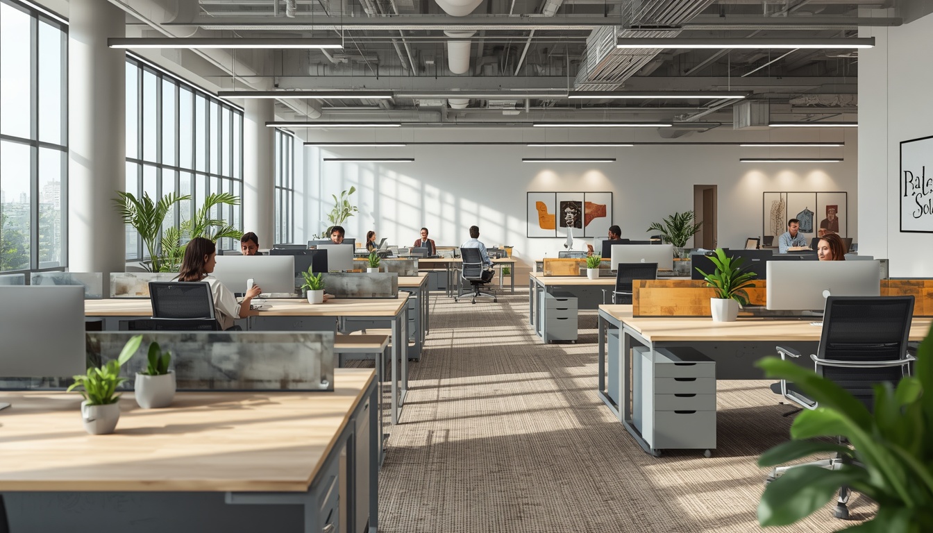 Modern office workspace arranged for ergonomic comfort